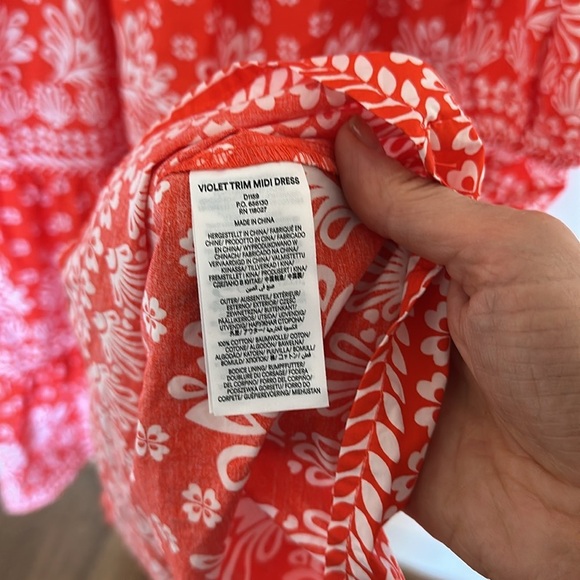 Boden Violet Cotton Midi Dress Firecracker Red, Palm Flora 4 - Picture 12 of 12
